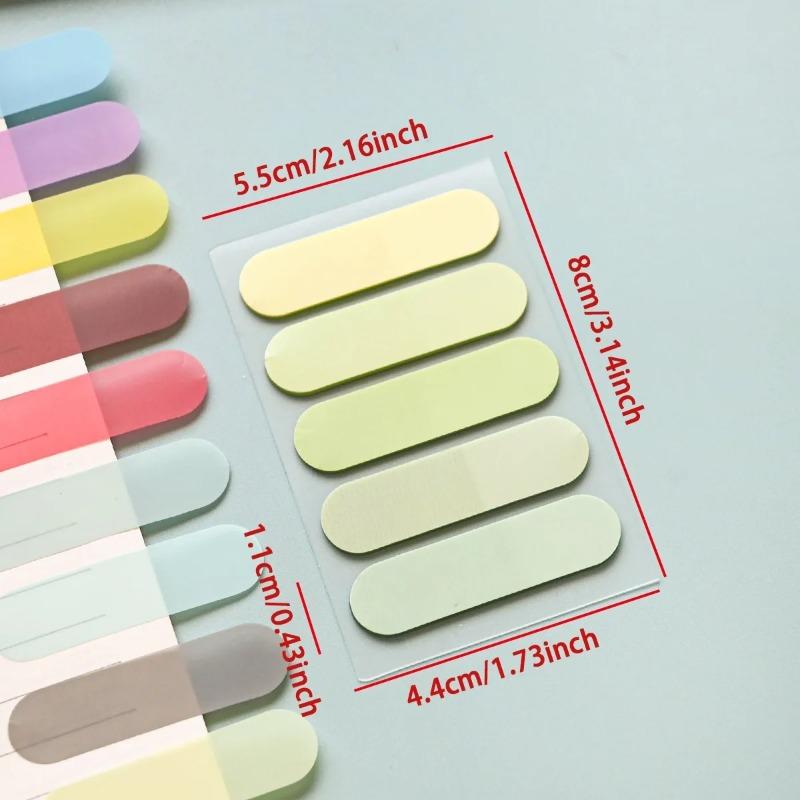 100 Pcs Gradient PET Sticky Index Tabs Transparent Writable Highlight Markers Note Labels for Student Notebook Stationery Supplies