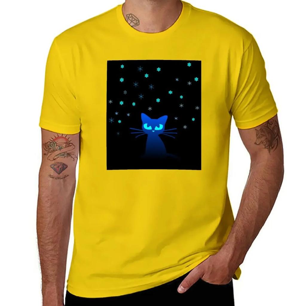 Glow in the Dark Cat T-Shirt boys animal print cute tops funny t shirts for men
