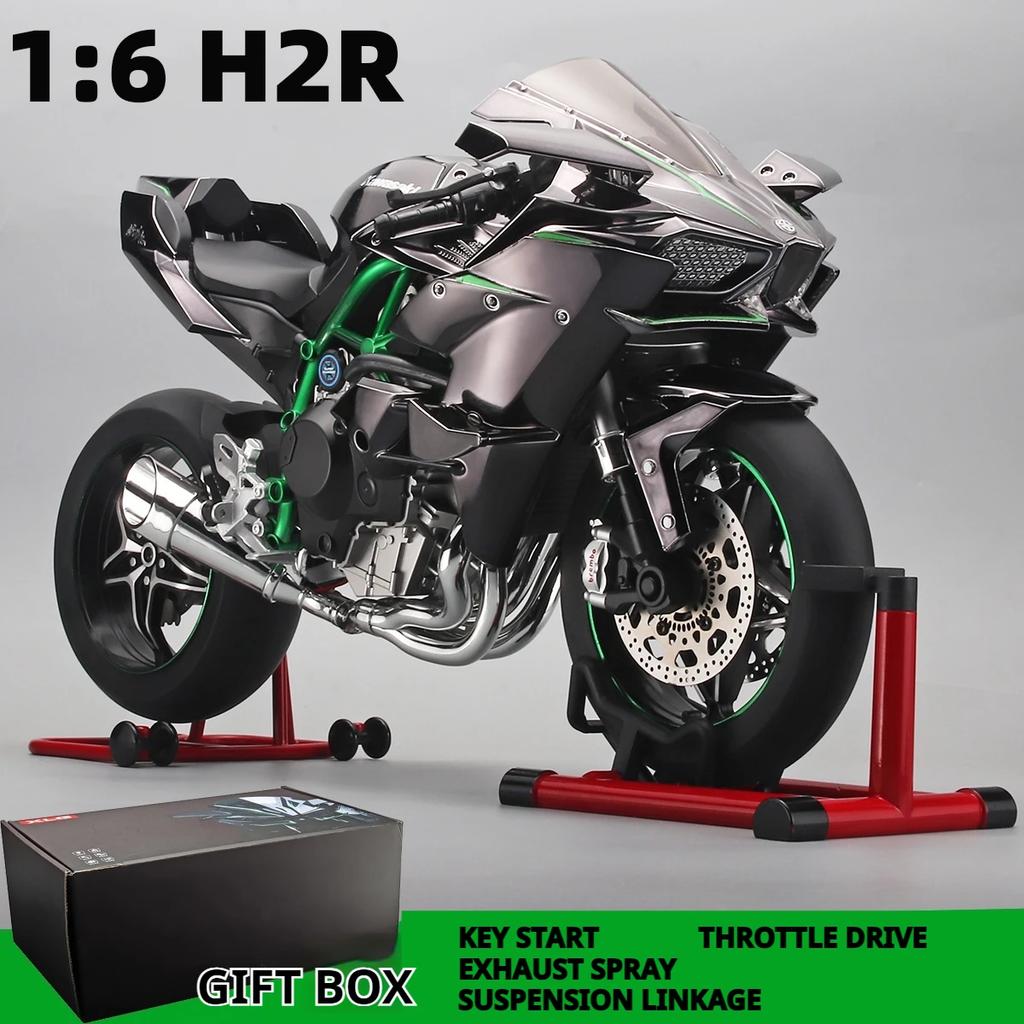 1:6 1:9 Kawasaki H2R Bootable Sprayable Dynamic Alloy Metal Diecast Motorcycle Model Sound And Light Birthday Gift Box For Boy