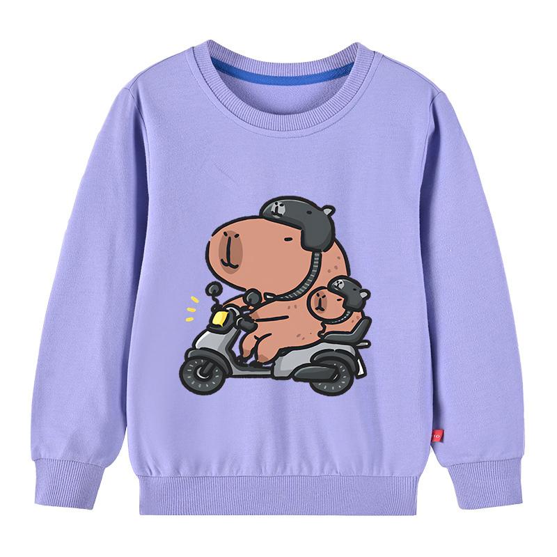 Children's Clothing Kawaii Cartoon Capybara Print Long Sleeve T-shirt Animal Capibara Sport Shirts Kids Cotton Sweatshirt