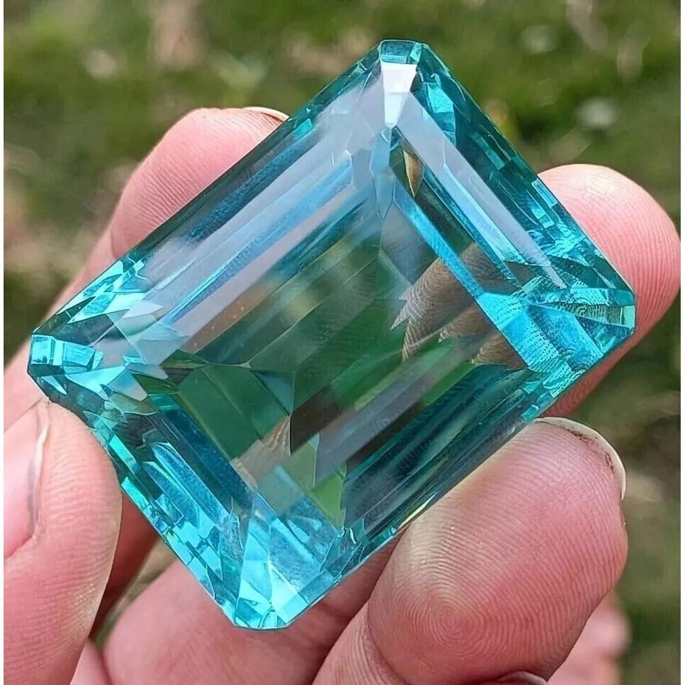 Certified Natural Sky Blue Topaz Emerald Cut 105+ Ct AAA+ Loose Gemstone