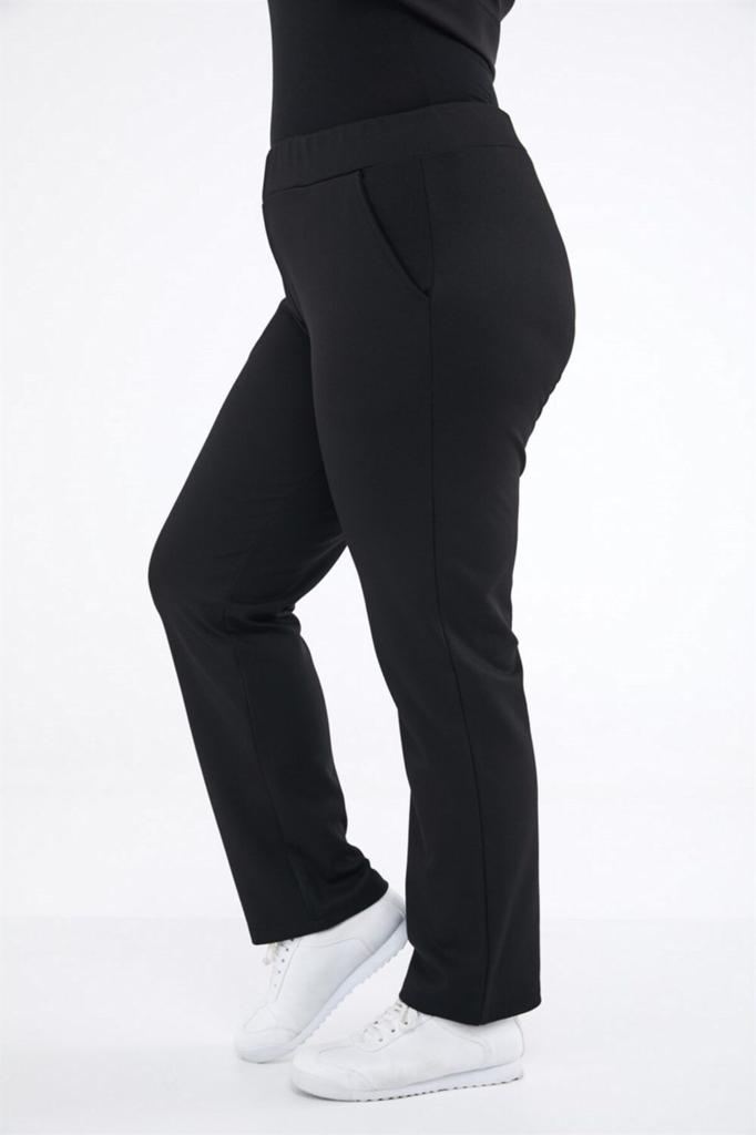 Damen Stil Übergröße Hose Schwarz Röhrenbein Strickhose