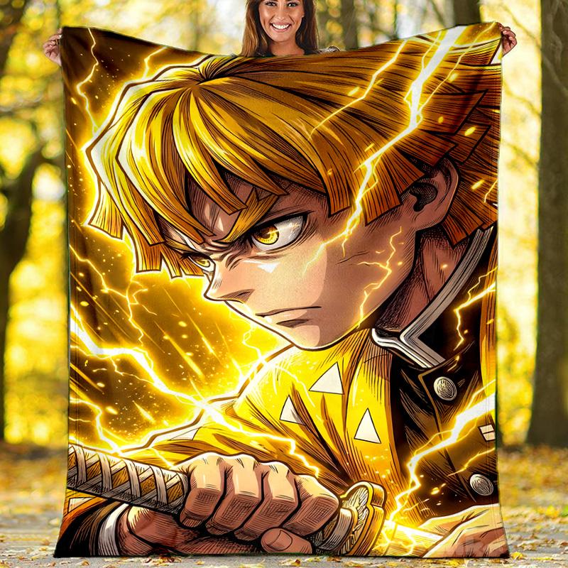 1pc Agatsuma Zenitsu (2) Theme Blanket - Digital Print, Polyester, Cozy for All Seasons, Perfect for Outdoor, and Travel