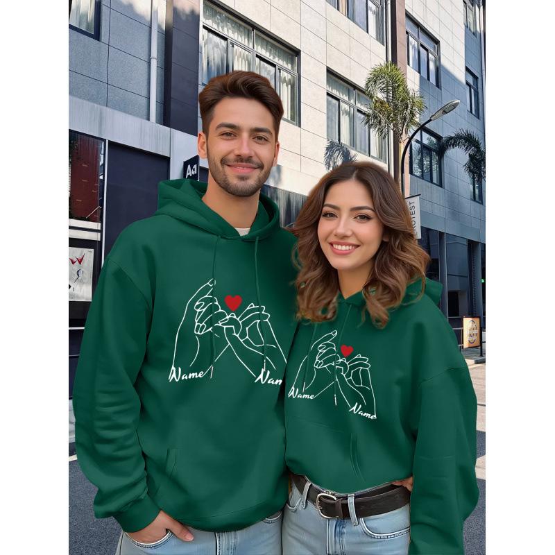 Couple's geometric print hoodies are loose for both men and women
