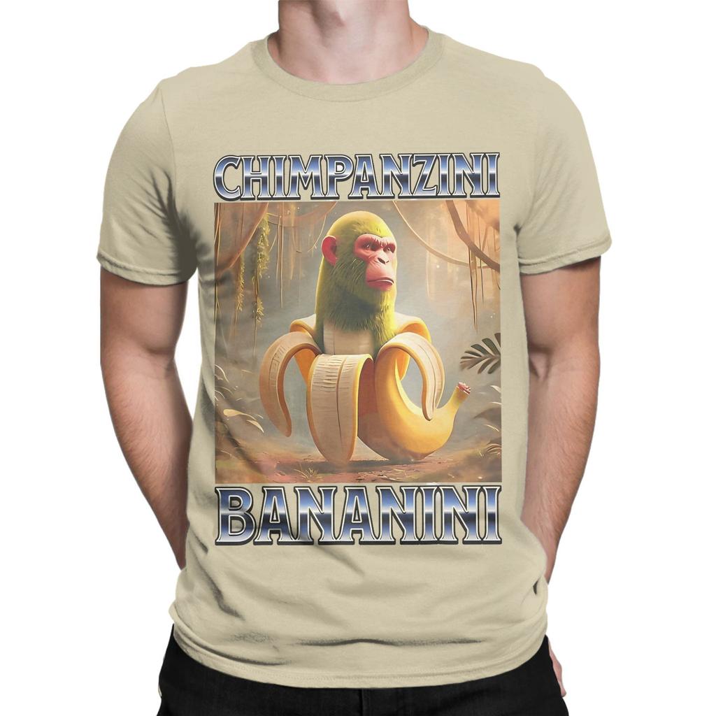 Men Women Printed Chimpanzini Bananini Funny Italian Brainrot Meme T Shirt Tee Pure Cotton  T-shirts Clothes
