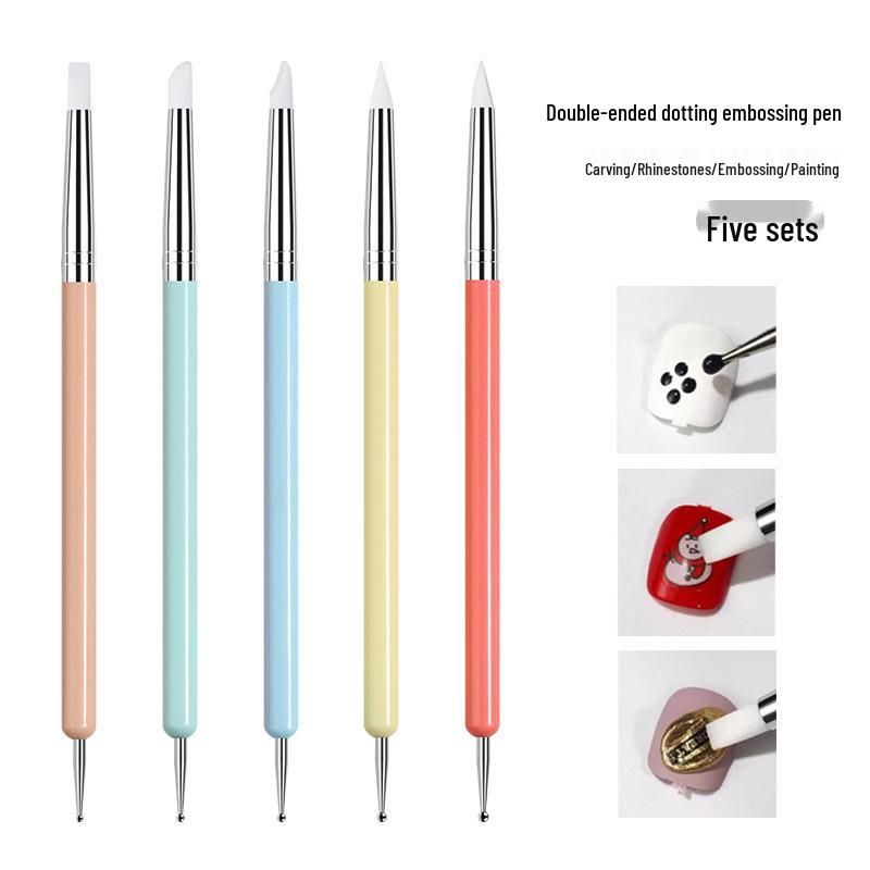 Silicone Double-Ended Nail Art & Rhinestone Applicator Set