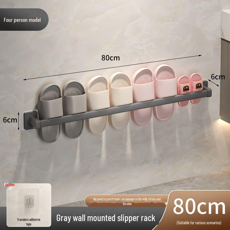 Wall-Mounted Punch-Free Bathroom Slipper Rack for Toilet or Door