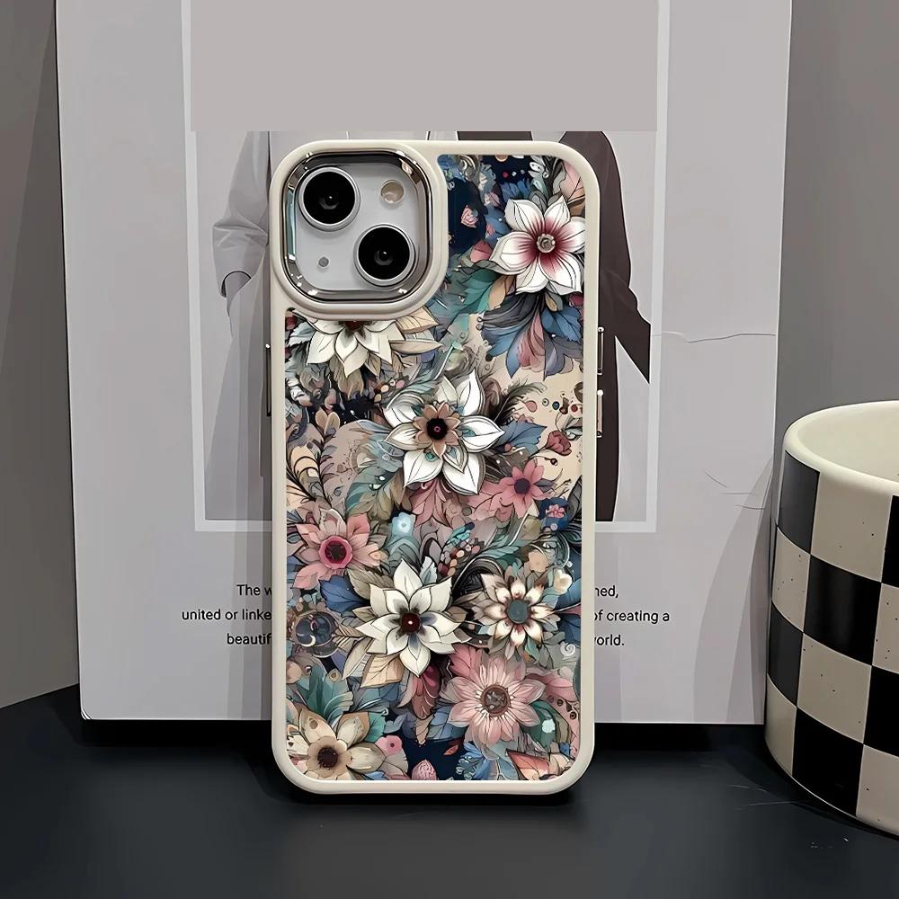 INS Fashion Advanced Flowers For iPhone 16 15 14 11 12 13 ProMax XS XR 8 7 Plus Case Cover 16 Pro Max Case