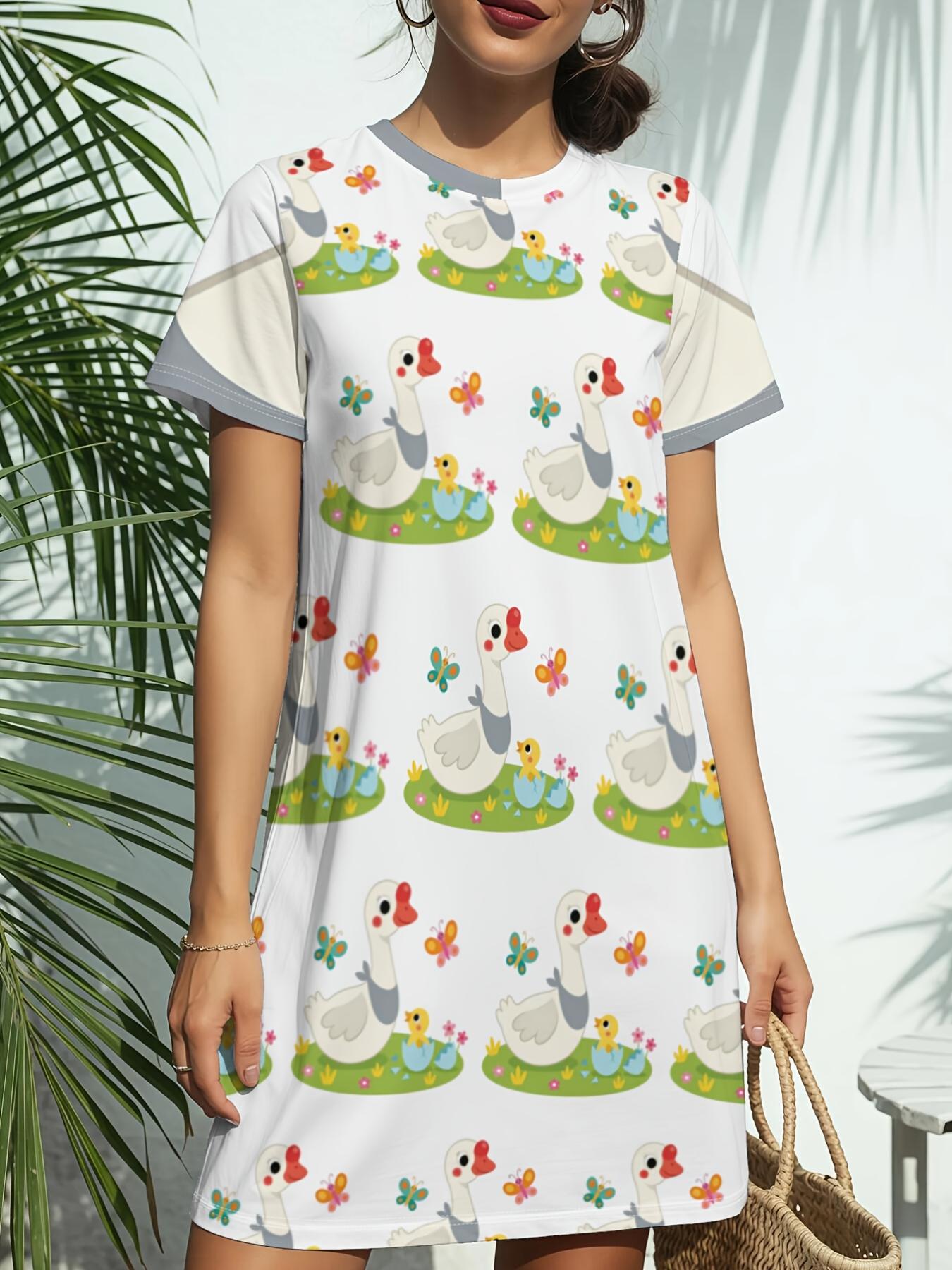 

Women S New Crew Neck Short Sleeve T-Shirt Dress. American Trend Digital Print. Casual ; Versatile for Spring And Summer. Elegant And Chic Wome S Dr M дубильна кора