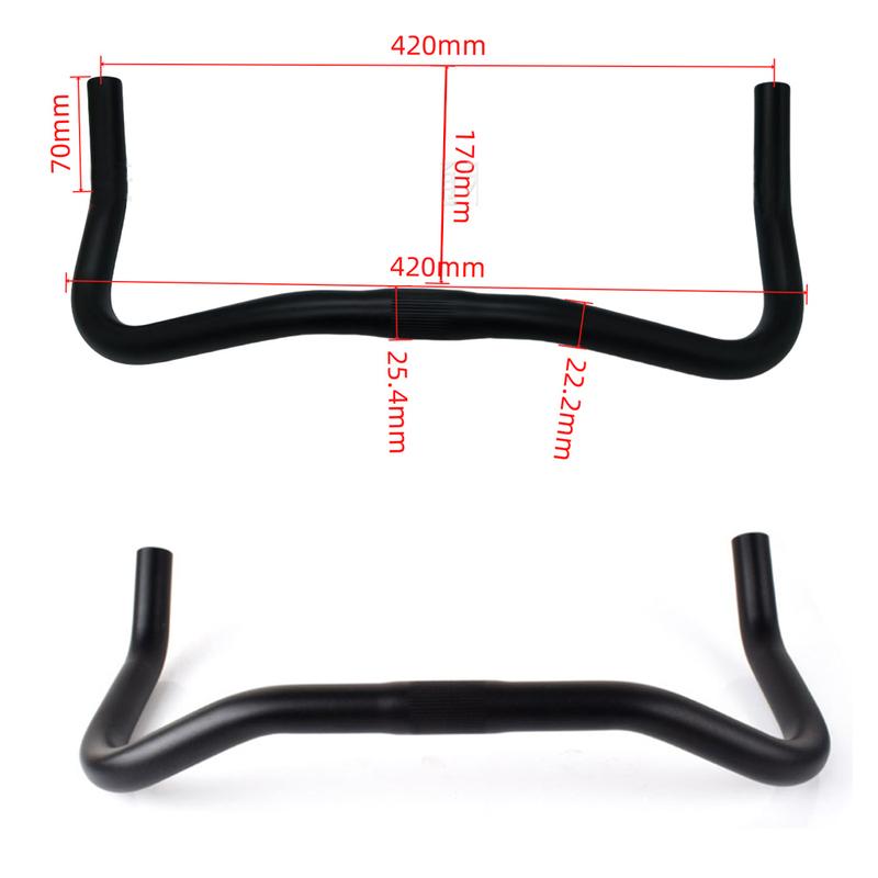 Bike Handlebar Rest Bend Bar Aluminum Alloy 22.2 *25.4*420mm Single Speed Bike Track Fixed Gear Road Bicycle Bullhorn Handlebar