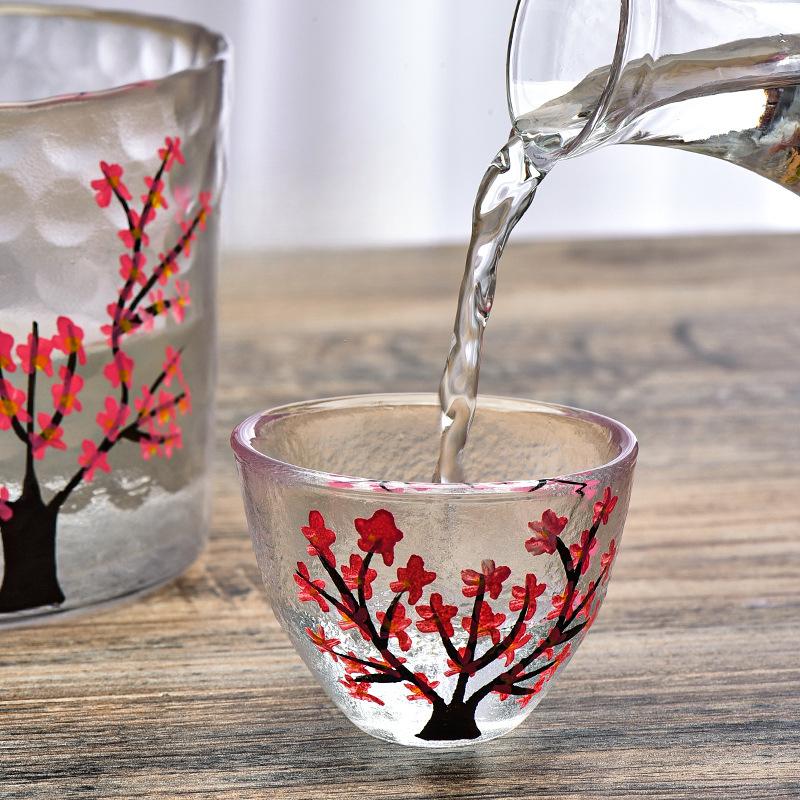Japanischer Stil Sakura Weingläser Weindekanter Sake Krug Set Haushalt Weinwärmer Hotel Hochzeit Restaurant Bar Glas Set Geschenk