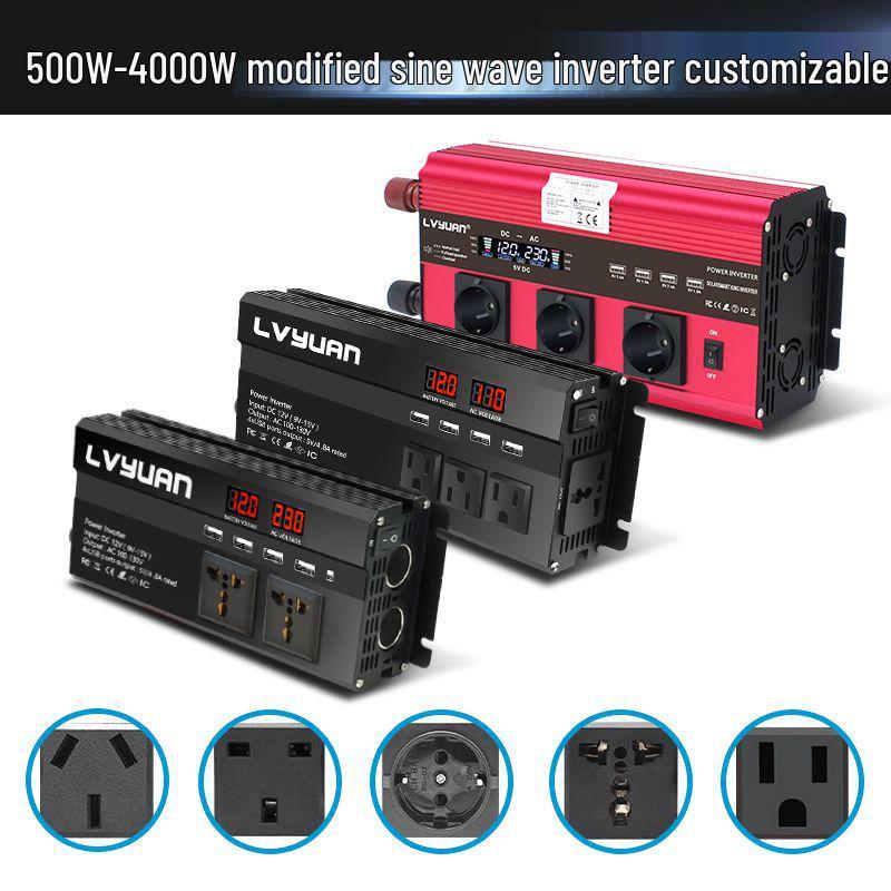 Lvyuan 12V/24V To 220V Modified Sine Wave Car Inverter, 500W-4000W Power Strip Style