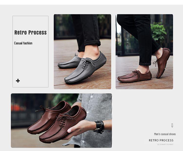 Men's Genuine Leather Driving Loafers - Wide Fit, Autumn/Winter Casual Korean Style