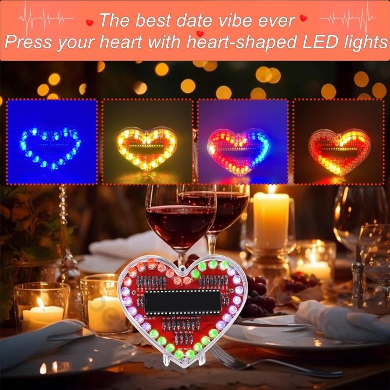 32 RGBs LED DIY Herzform Lötbausatz Pädagogisches Elektronik-Lernset für Studenten und Bastelbegeisterte Geschenk