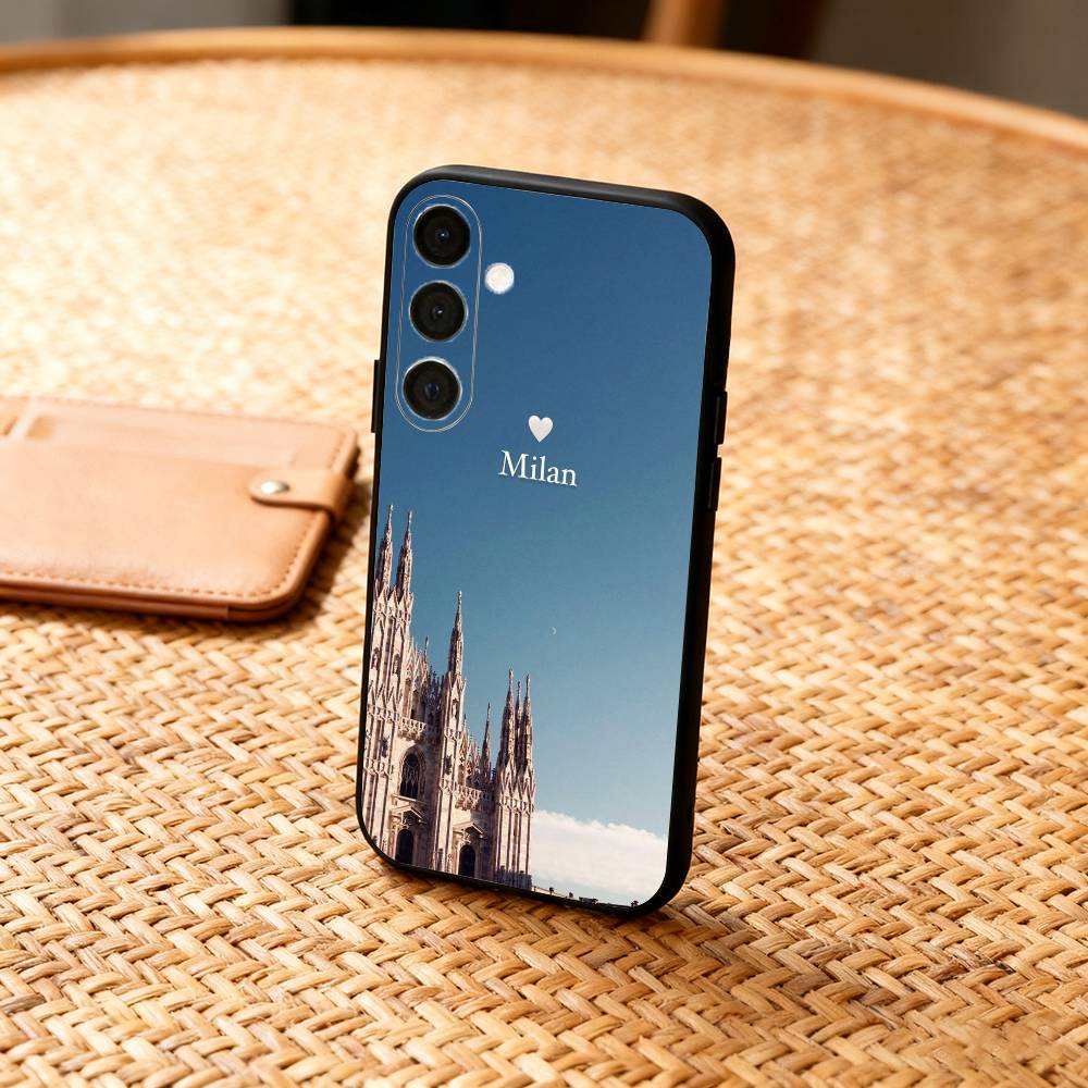Milan city Phone Case For Samsung A73,72,71,A52,51,40,41,A22,A32,31,A13, Soft Black Shell