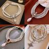 French Light Luxury Diamond-encrusted Artificial Pearl Necklace Retro Court Style Collarbone Chain Niche High-end Jewelry Women