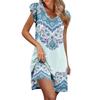 Womens Summer Dress Ruffle Sleeve V Neck Short Dresses Fashion Casual Flowy A Line Swing Sundress With Pocket