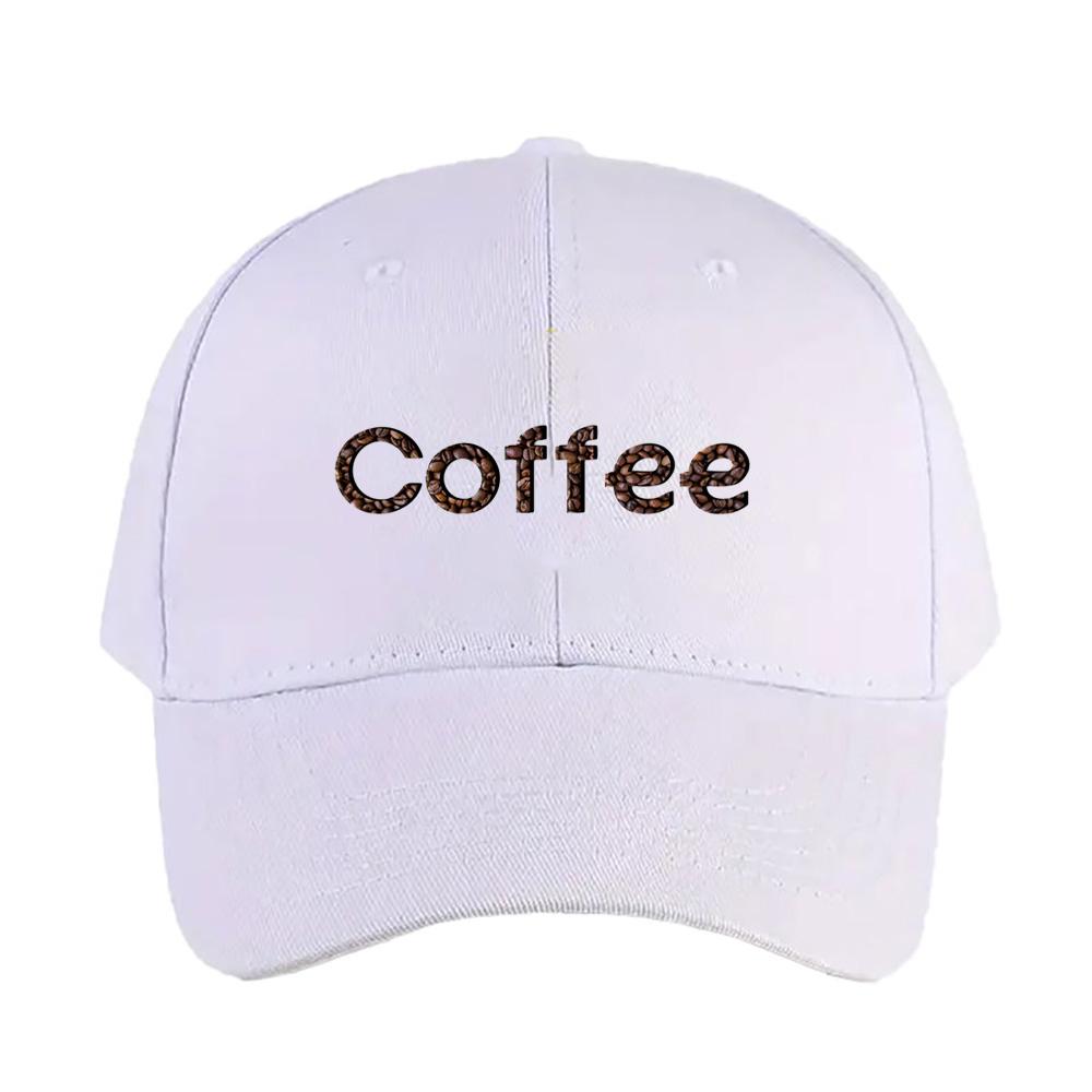 Coffee Text with Beans Caps Summer Adult Baseball Cap Adjustable with Curved Brim Duckbill Hat Protection Sun Hats