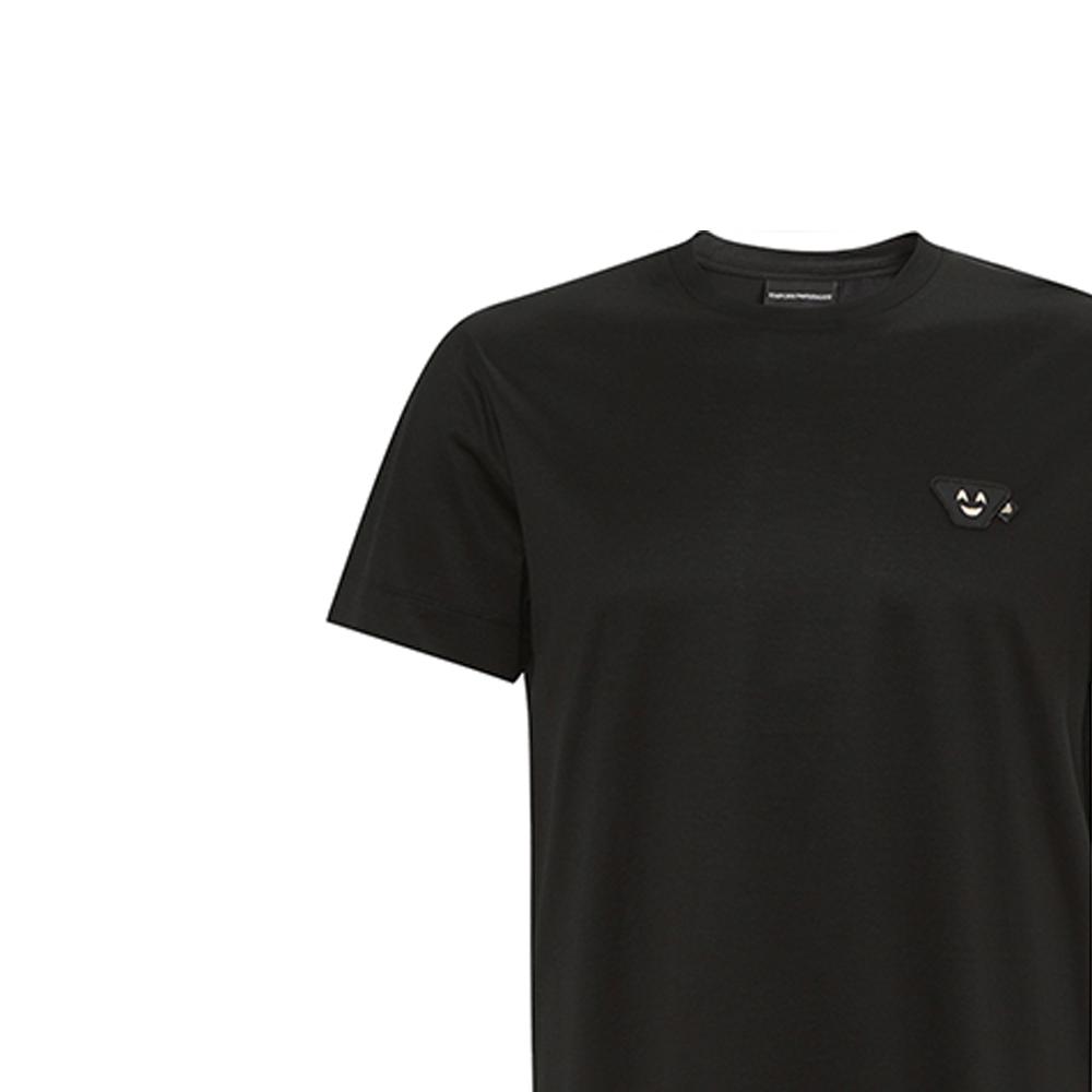 Emporio Armani Smiley Logo SS22 Regular T-Shirt Men Tops Black 3L1TEY-1JUVZ-0999
