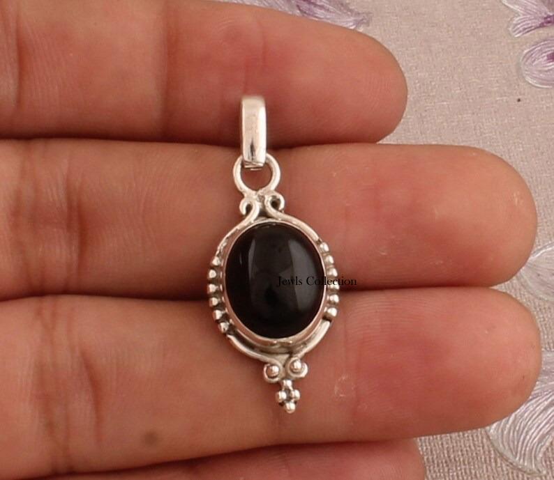 

Подвеска из черного оникса, серебро 925 пробы, подарок на годовщину, украшения ручной работы, свадебный подарок, подвеска Рейки
