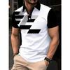 Geometric Print Short-sleeve Polo Shirt, Stylish Men's Casual Daily Wear.