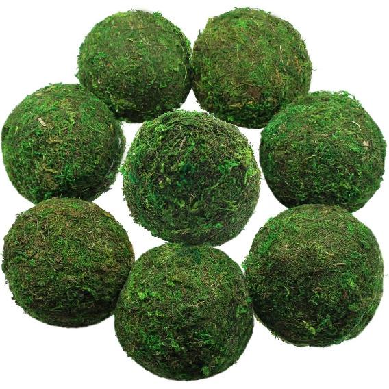 Large Decorative Moss Balls, 8 Pcs 3.5  Green Dried Moss Spheres Ball, Greenery Balls Faux Mossy Globes, Moss Decor Balls for Bowls Filler, Wedding 3.5 - Set of 8