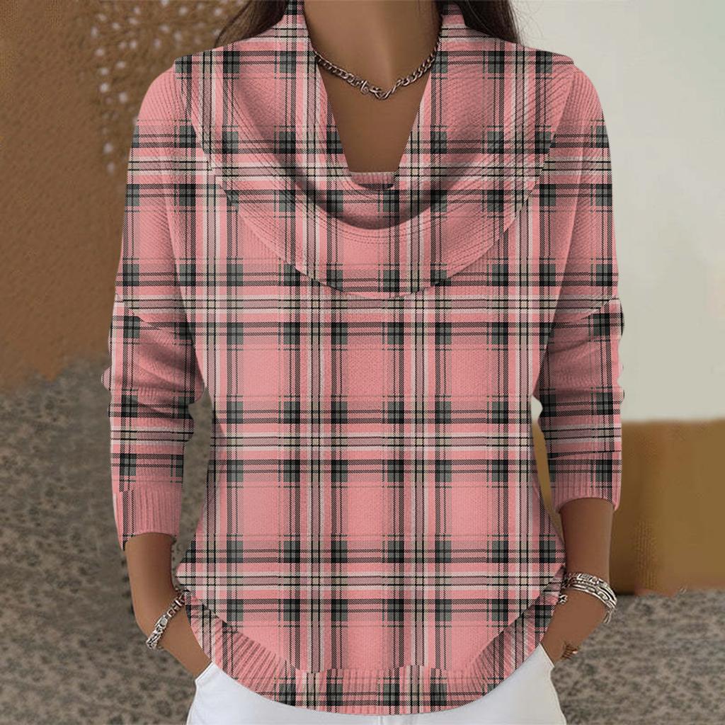 Women's Casual And Fashionable Round Neck Long Sleeved Printed Top Sweater