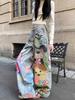 Damen American Retro Graffiti Weitbeinige Jeans