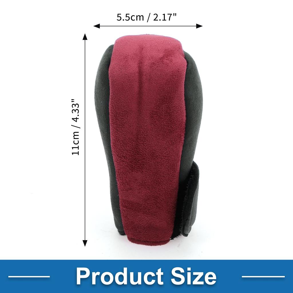 A ABSOPRO Gear Shift Knob Cover Decoration 11x5.5cm/4.33"x2.17" Stick Shift Handle Protector Suede Red 1pc