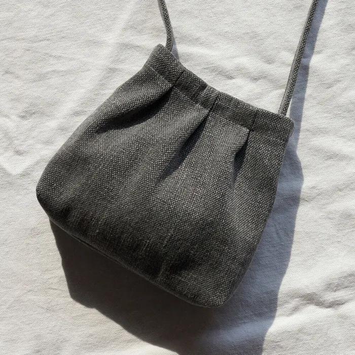 Charcoal Linen Pottery Bag