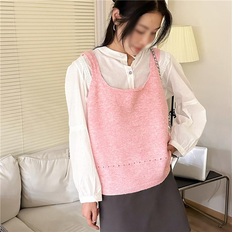 Reversible Bow Tie Sleeveless Knit Vest - Trendy Autumn Layered Look for Women