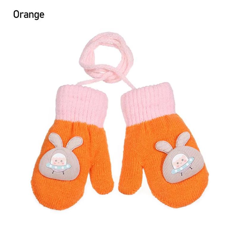 Thicken Mittens for Children Kids Mittens Winter Cute Knitted Gloves Toddler Warm Rope 1-3Years Boy Girl Baby Hand Gloves