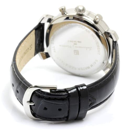 Salvatore Marra Men's Chronograph Watch with Faceted Glass, SM19104-SSBK, for Business and Formal Wear