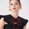 CourtStyle Detachable Collar with Ruffle Trim and Embroidery Bowknot Shirt Collar Shawl Wrap Formal Occasion Accessory
