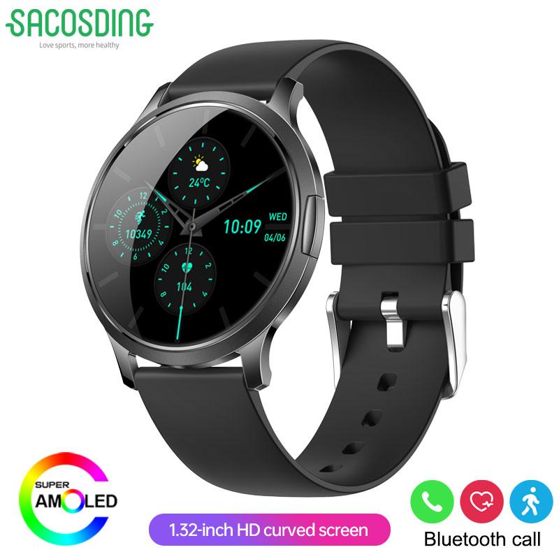 SACOSDING Women Fashion Smart Watch 1.32'' AMOLED Ultra-thin 3D Curved ScreenCustom Dial Bluetooth Call Waterproof Sport Ladiy Smart Watch