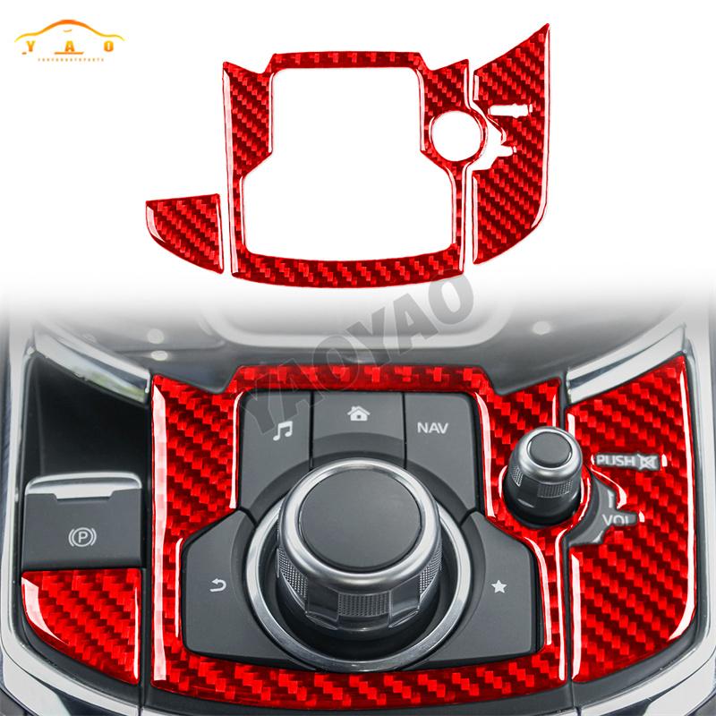 Carbon Fiber For Mazda CX-9 2016-2023 Car Central Control Knob Button Decorative Frame Cover Trim Sticker