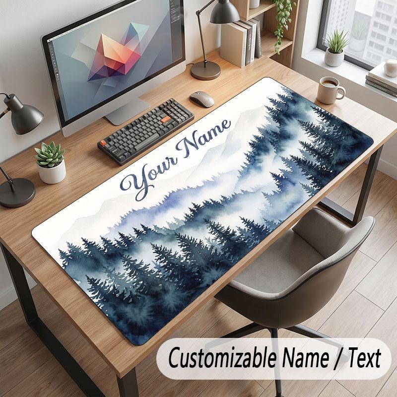 Mushroom Forest Theme Customized Mouse Pad Personalized Print Name Text Desk Mat For Home Office Table Decor