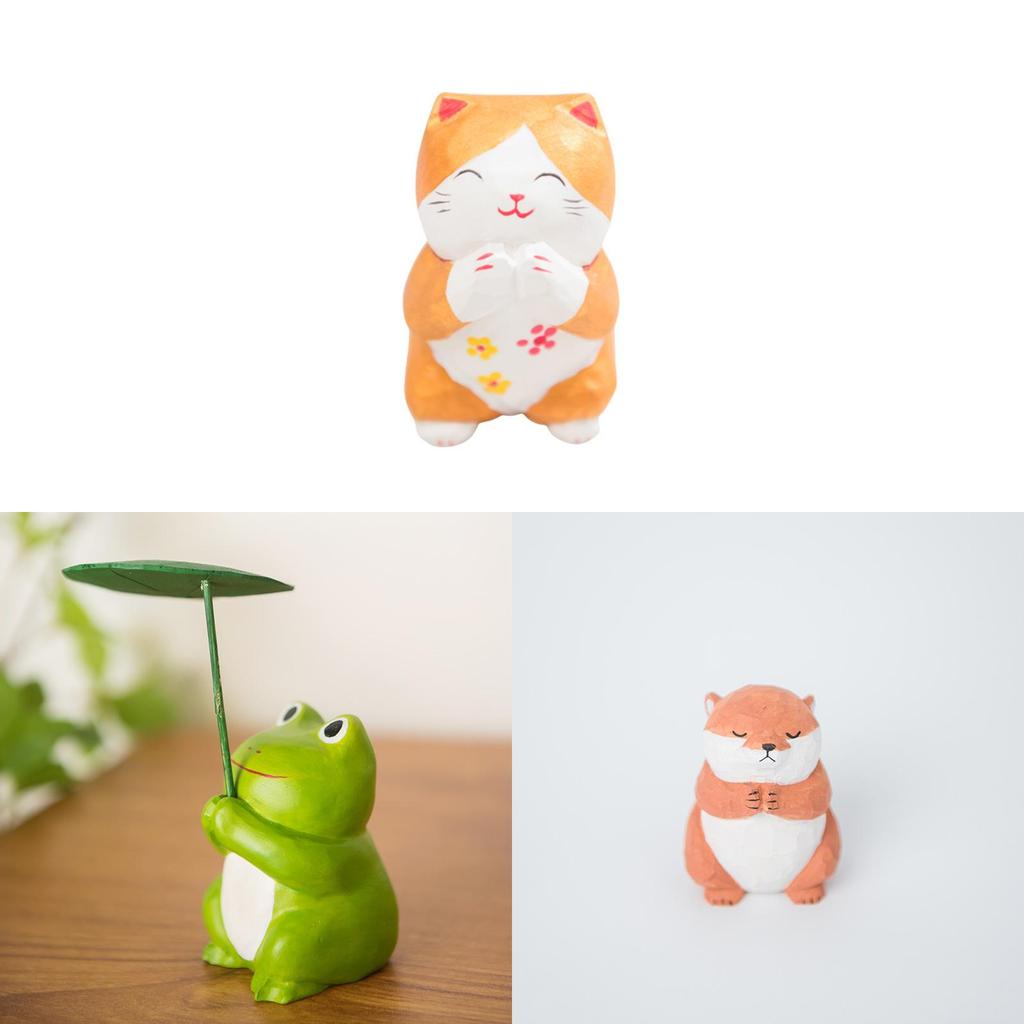 Modern Minimalist Wood Carving Lucky Cat Decorative Figurine For Office Desk And Giftgiving
