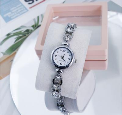 Quartz Wristwatch for Women with Rhinestone Accents Stainless Steel Bracelet Elegant Design Slim Case Durable Construction