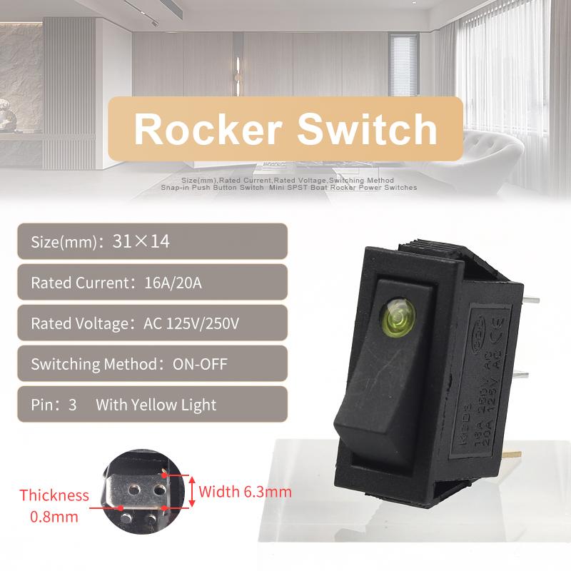 5PCS 3Pin 2 Position Rocker Switch LED Light Button Power Switch 6A/20A 250V/125V  for Car Truck Marine Boat Car Accessories