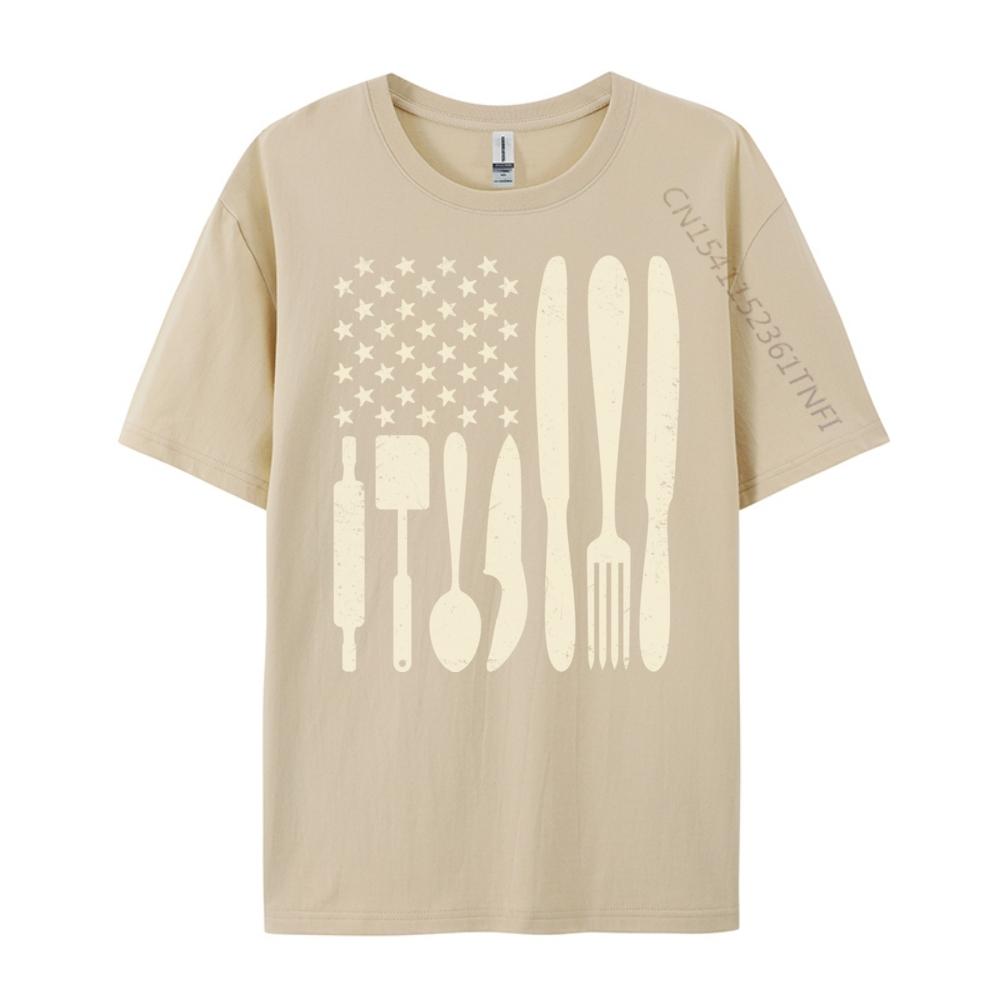 Kochmesser Amerikanische Flagge Patriot Einfaches Hemd Herrenkleidung Markenkleidung Herren Geschenke Vegan