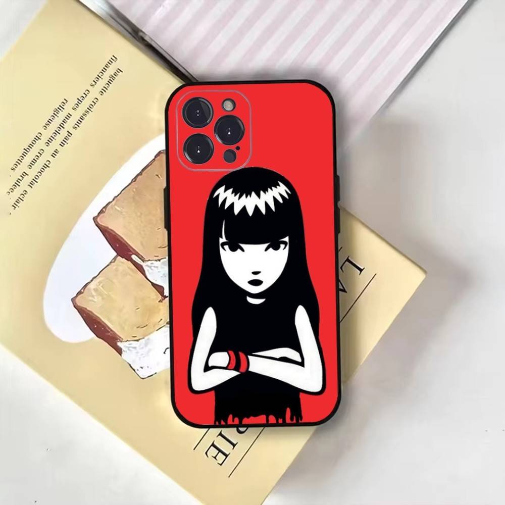 Comics E-Emily The Strange Phone Case For iPhone17,16,15,14,13,12,11 Plus,Pro Max,Soft Black Cover