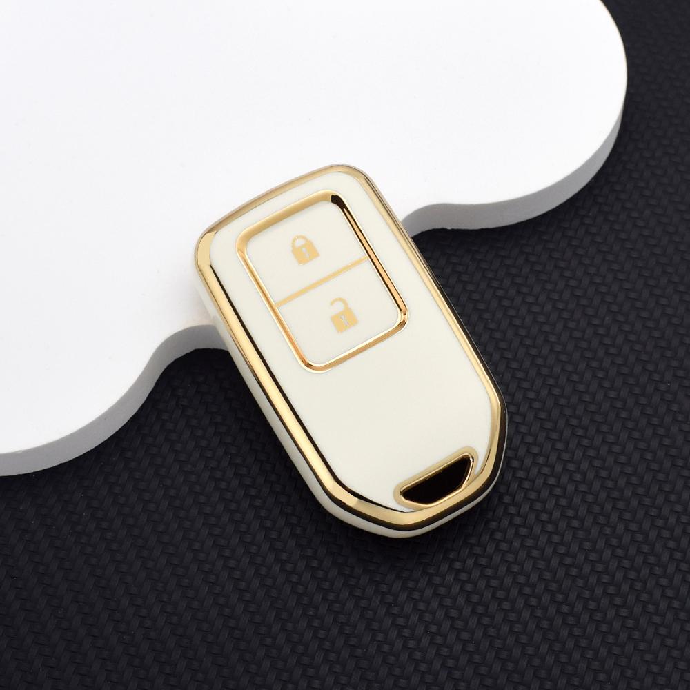 Tpu 2-Button Smart Key Cover For Honda Cr-V Hr-V Civic Accord Fit City Odyssey – Protective Key Fob Case And Key Chain Key Ring