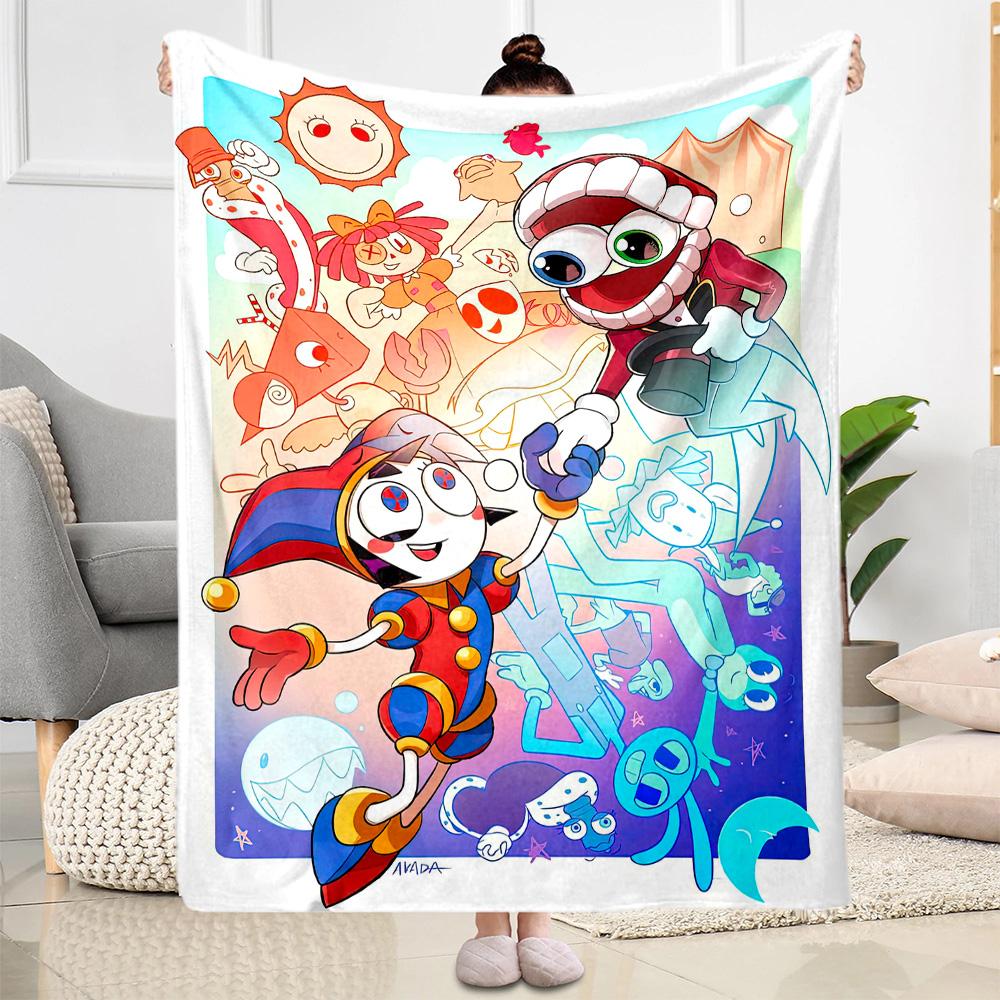 Digital Circus Blanket Comfortable Suitable for Sofa Office Bed Four Seasons Universal Playful Design Perfect Gift for Relatives and Friends