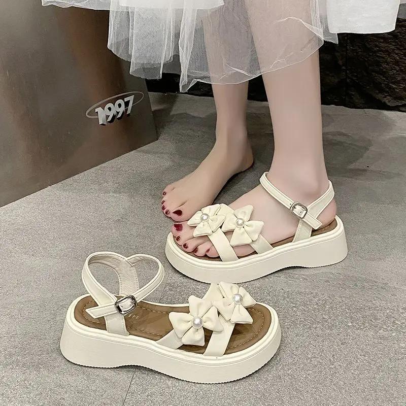 Fashion Women's Sandals Outdoor Flowers Luxury Summer Daily Ladies Shoes 2025 Trend Designer Chic and Elegant Sales Comfort Vintage Shoe
