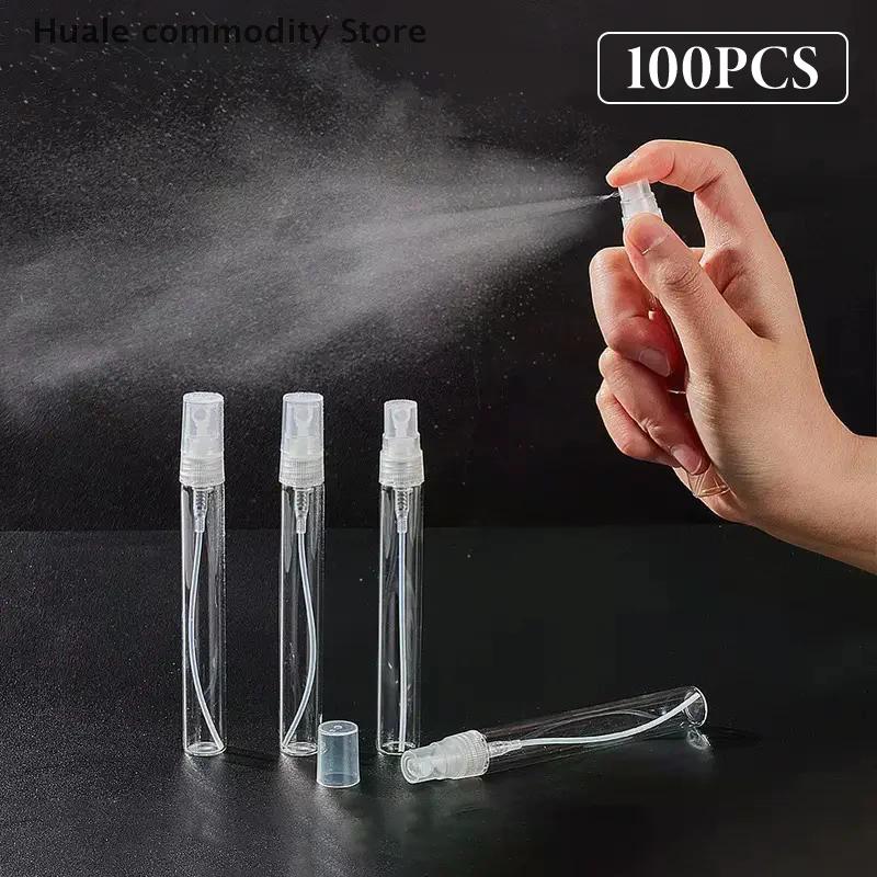 100 ADET 10ml 5ml 3ml Cam Spreyli Şişe Taşınabilir Mini Doldurulabilir Parfüm Boş Şişe Püskürtücü Pompalı Sprey Şişe Şeffaf