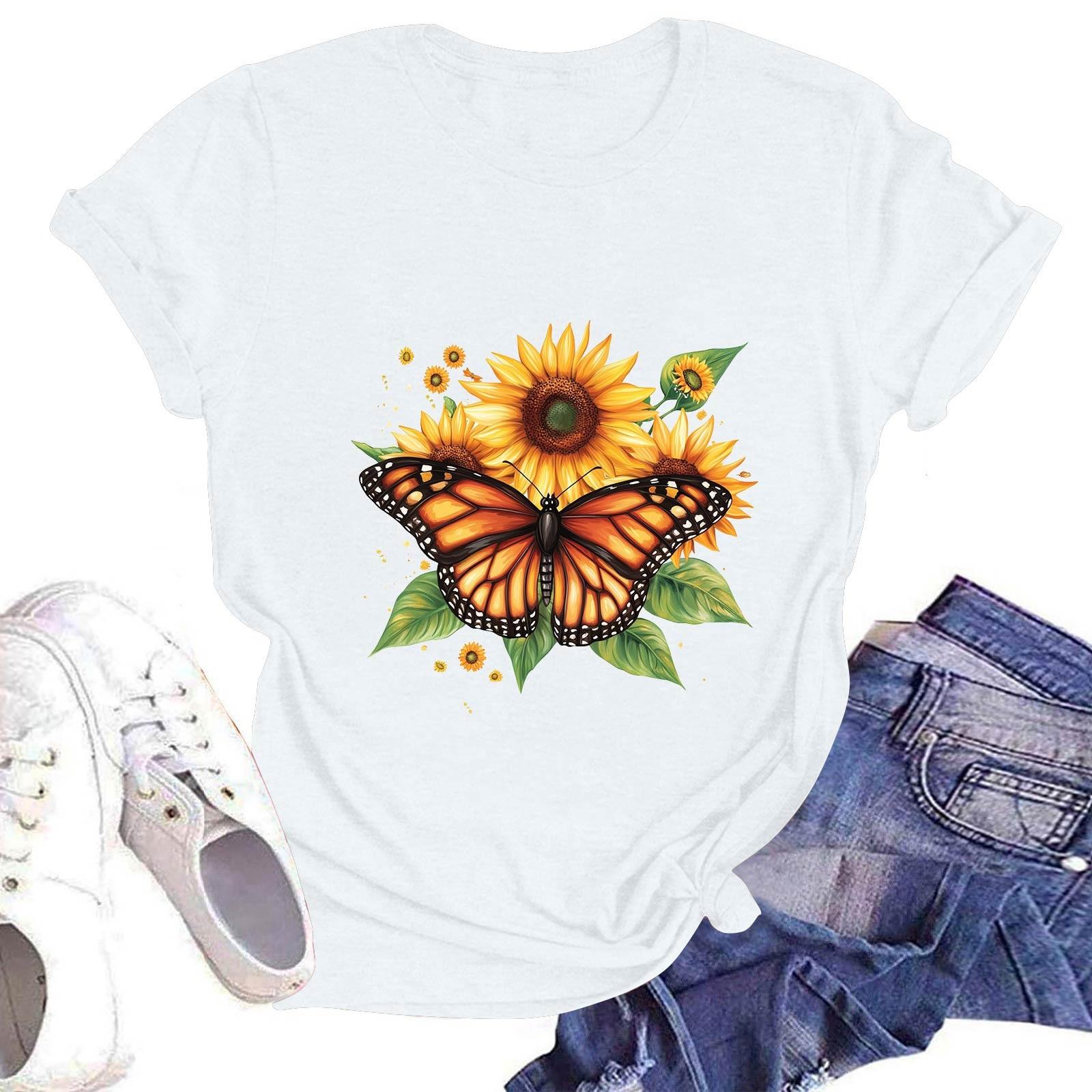 

Женская повседневная футболка с круглым вырезом и коротким рукавом XXL белый