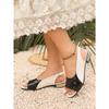 Women's Summer New Color Block Low Heel Sandals Plus Size Open Toe Heeled Sandals