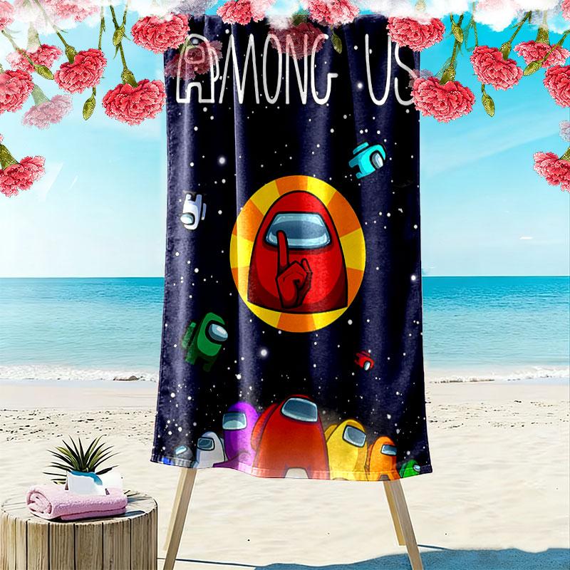 Among Us Print Strandtuch, Großes Weiches Schnelltrocknendes Handtuch für Strand Camping Schwimmen