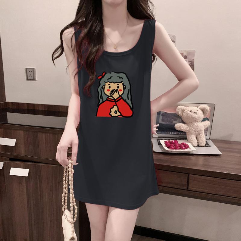 Women's Summer Sleeveless Vest Sleeping Dress Girls Sexy Halter T-shirt Dress
